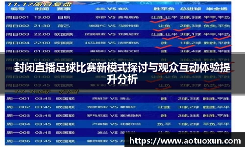 封闭直播足球比赛新模式探讨与观众互动体验提升分析