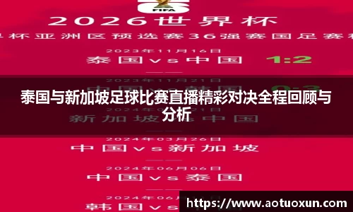 泰国与新加坡足球比赛直播精彩对决全程回顾与分析