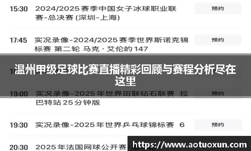 温州甲级足球比赛直播精彩回顾与赛程分析尽在这里