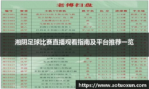 湘阴足球比赛直播观看指南及平台推荐一览