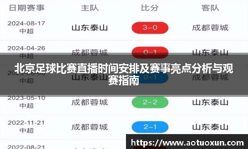 北京足球比赛直播时间安排及赛事亮点分析与观赛指南